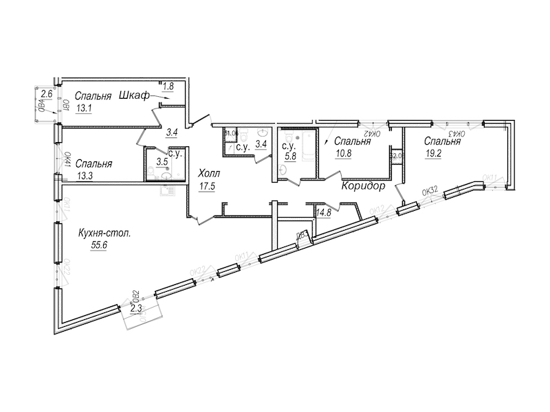 4-комнатная квартира 163.7 м², 6/8 эт., Комплекс апартаментов «Meltzer Hall»